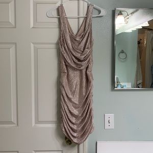 Pink Silver Rouched Metallic Dress - Express Size4